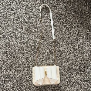 Chic White and Gold Crossbody Bag